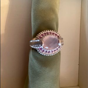 Sterling silver ring with pink quartz and pink sapphire
